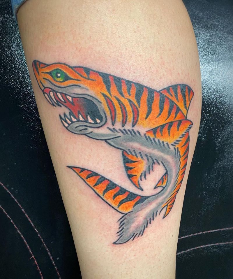 30 Unique Tiger Shark Tattoos You Must Love