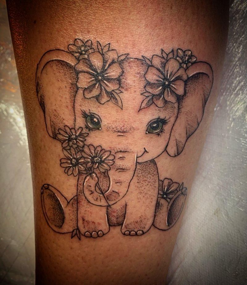 30 Cool Baby Elephant Tattoos for Your Inspiration