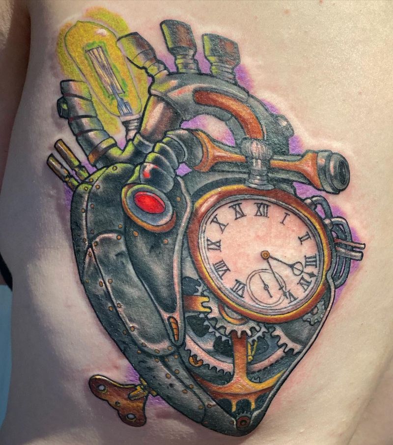 30 Unique Mechanical Heart Tattoos You Must Love