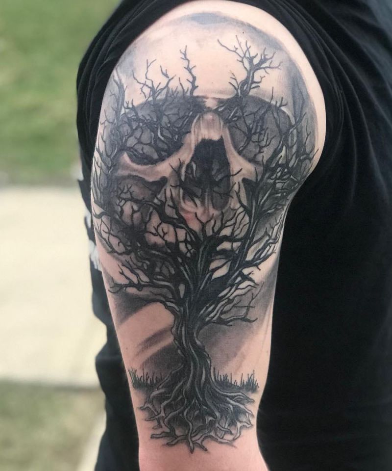 30 Dark Skull Tree Tattoos That Give You Different Feeling