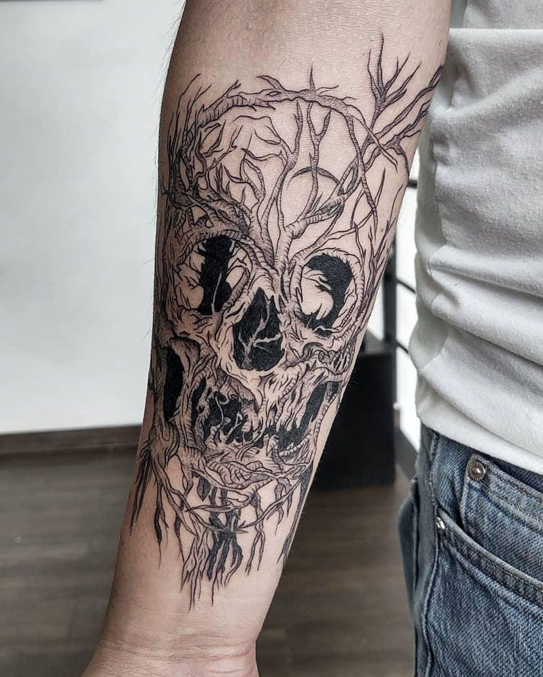 30 Dark Skull Tree Tattoos That Give You Different Feeling