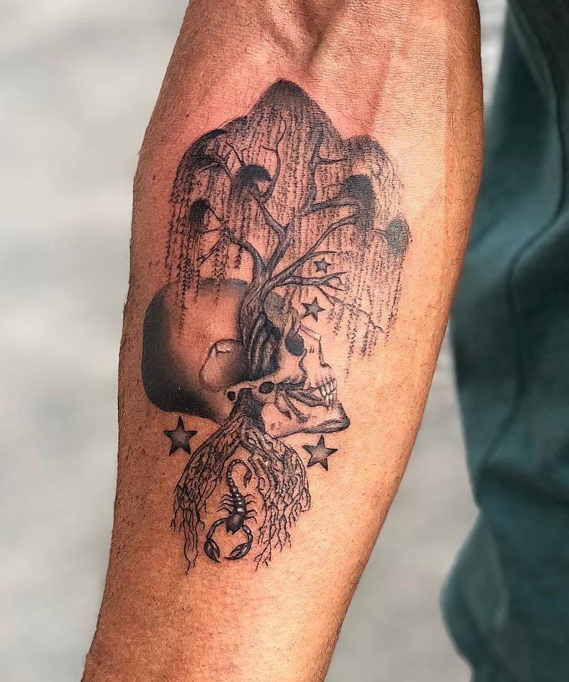 30 Dark Skull Tree Tattoos That Give You Different Feeling