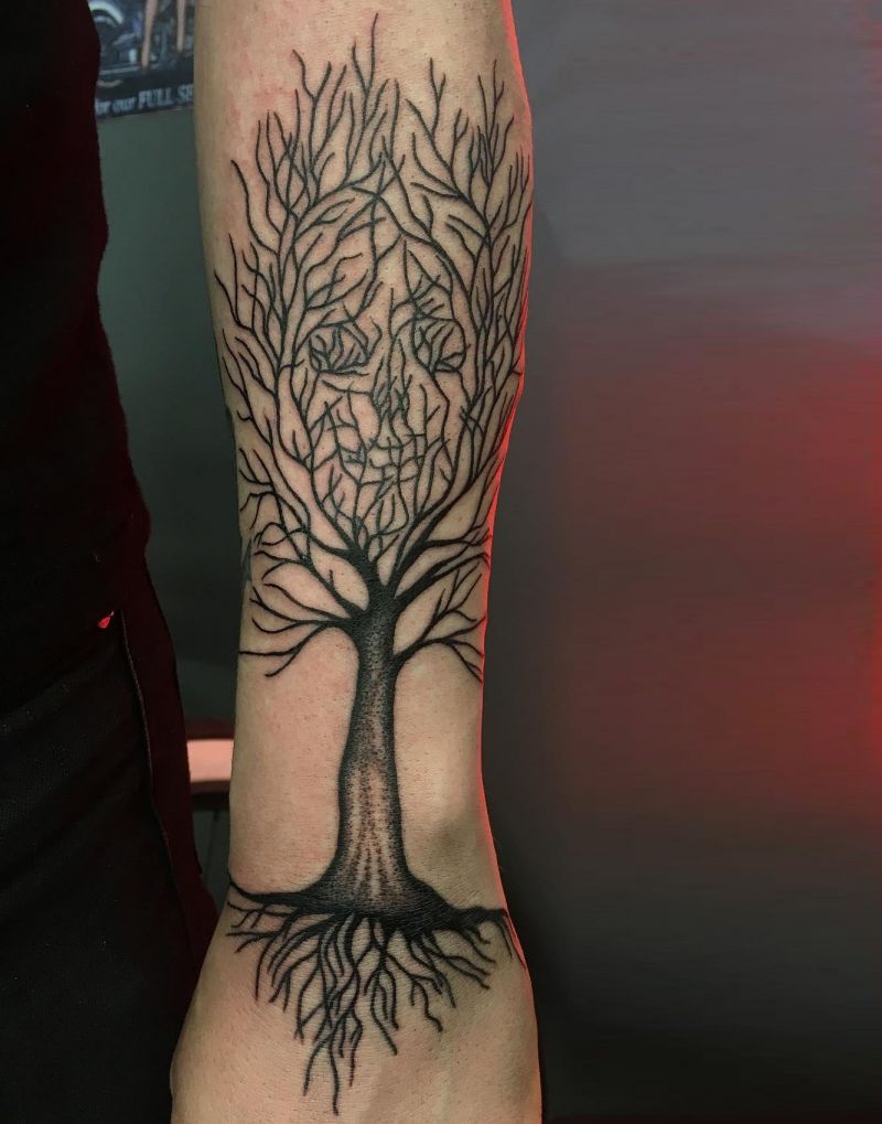 30 Dark Skull Tree Tattoos That Give You Different Feeling