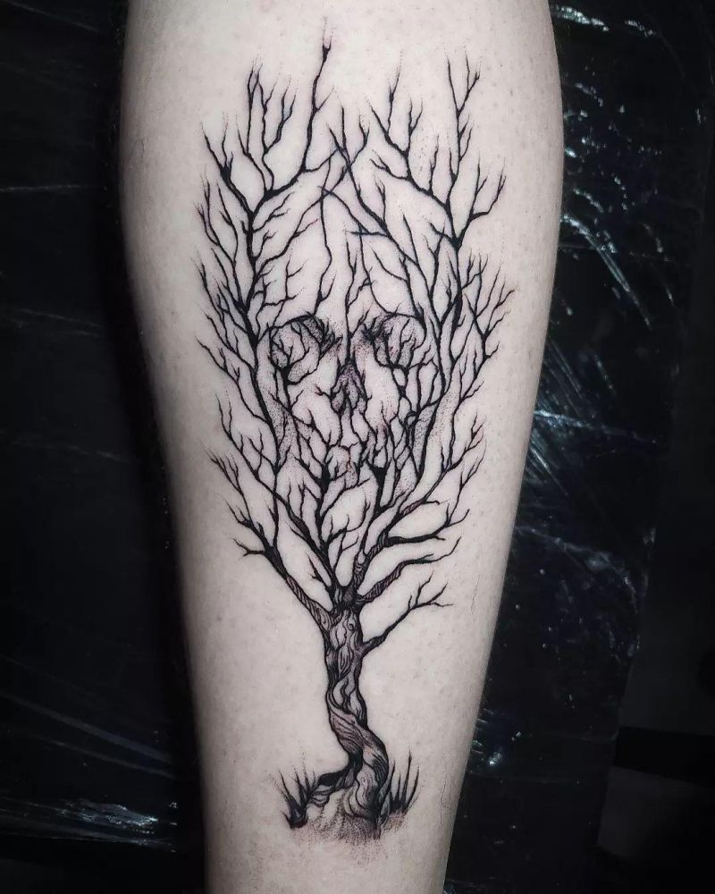 30 Dark Skull Tree Tattoos That Give You Different Feeling