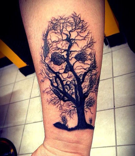 30 Dark Skull Tree Tattoos That Give You Different Feeling