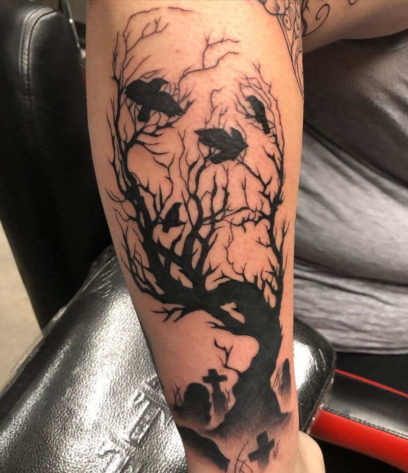 30 Dark Skull Tree Tattoos That Give You Different Feeling