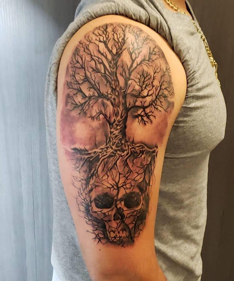 30 Dark Skull Tree Tattoos That Give You Different Feeling