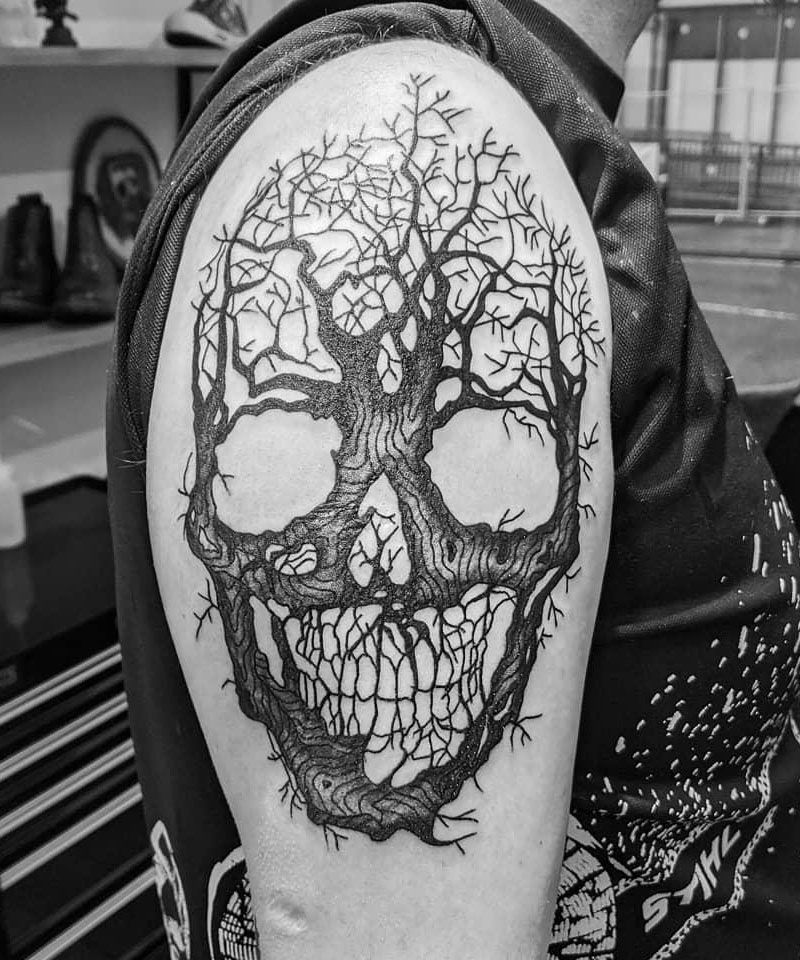 30 Dark Skull Tree Tattoos That Give You Different Feeling