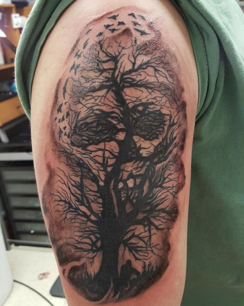 30 Dark Skull Tree Tattoos That Give You Different Feeling