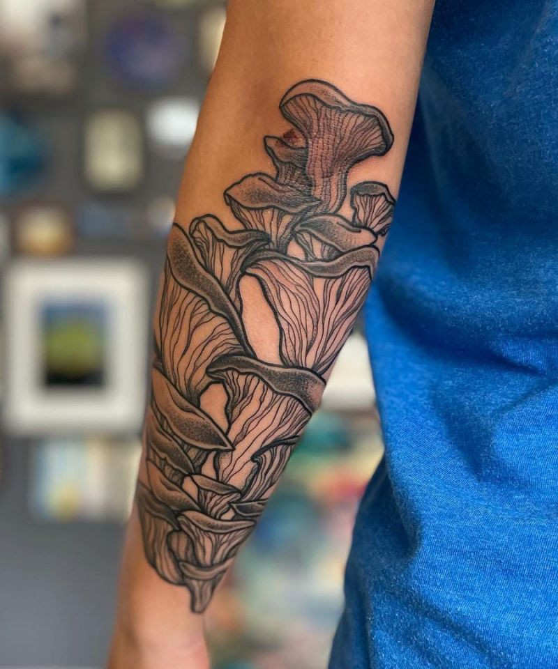 30 Elegant Oyster Mushroom Tattoos for Your Inspiration