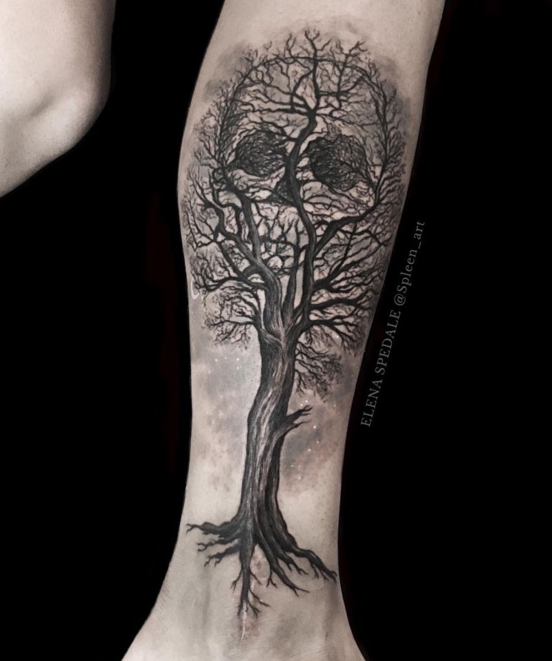 30 Dark Skull Tree Tattoos That Give You Different Feeling