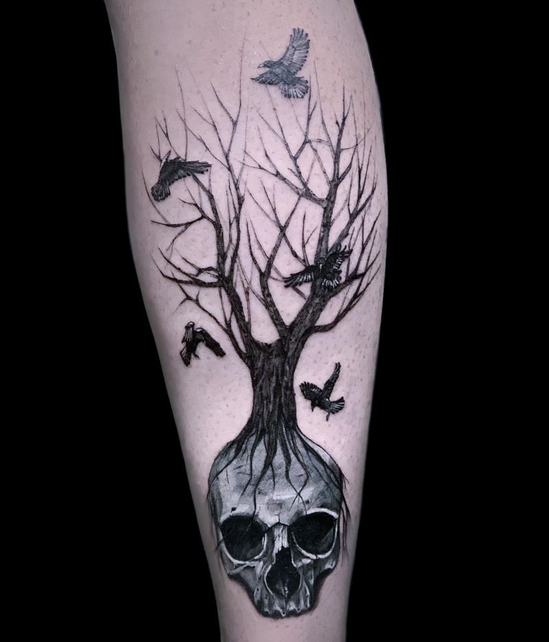 30 Dark Skull Tree Tattoos That Give You Different Feeling