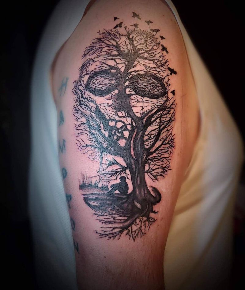 30 Dark Skull Tree Tattoos That Give You Different Feeling