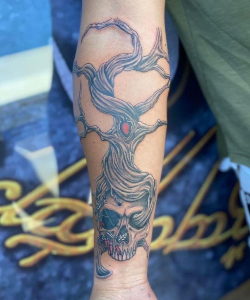 30 Dark Skull Tree Tattoos That Give You Different Feeling