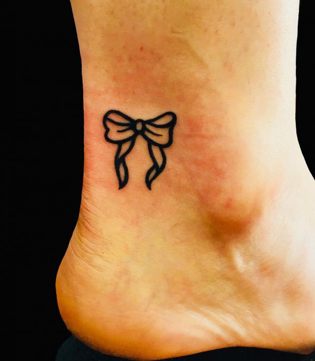 Small Bow Tie Tattoo on Ankle