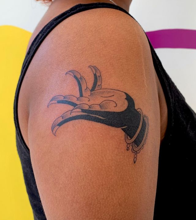 Elegant Mudra Tattoo on Shoulder