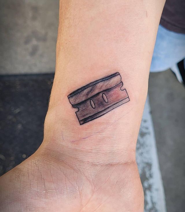 3D Razor Blade Tattoo on Wrist