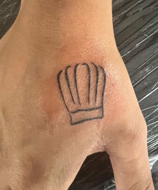 Simple Chef Hat Tattoo on Hand