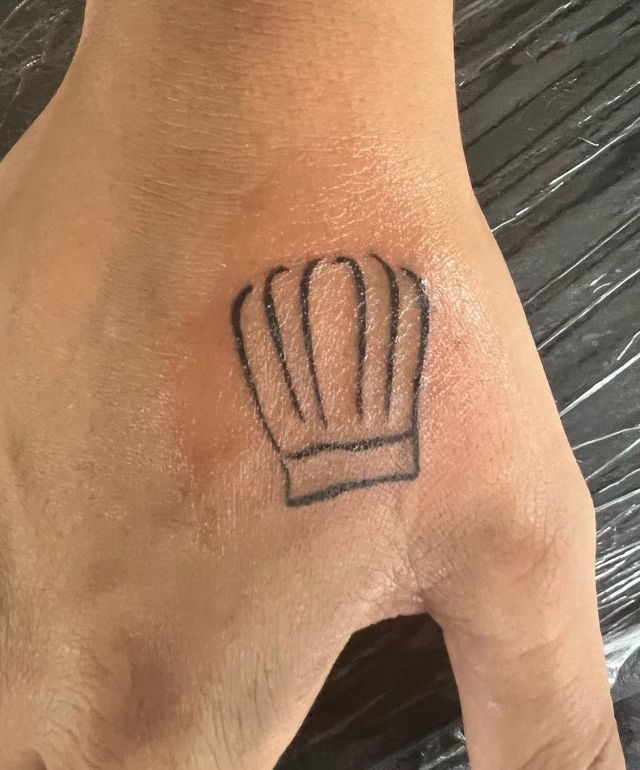 Simple Chef Hat Tattoo on Hand