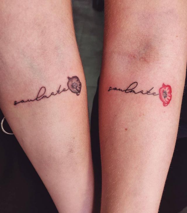 Couple Flower Soulmate Tattoo