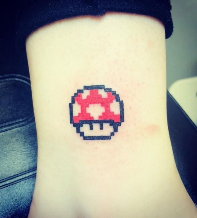 Red Mario Mushroom Tattoo