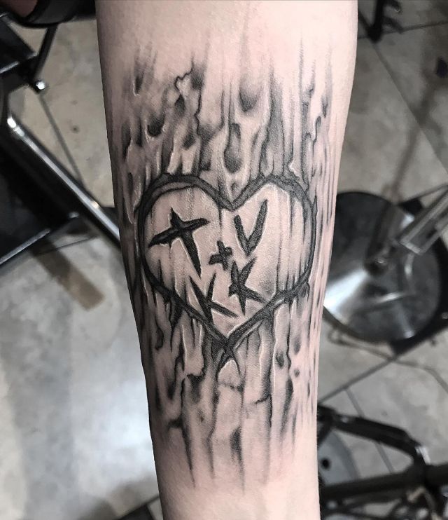 Heart Shaped Wood Carving Tattoo