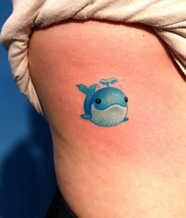 Whale Emoji Tattoo on Waist