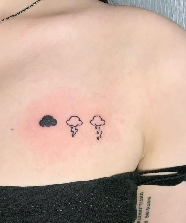 Simple Weather Tattoo on Chest