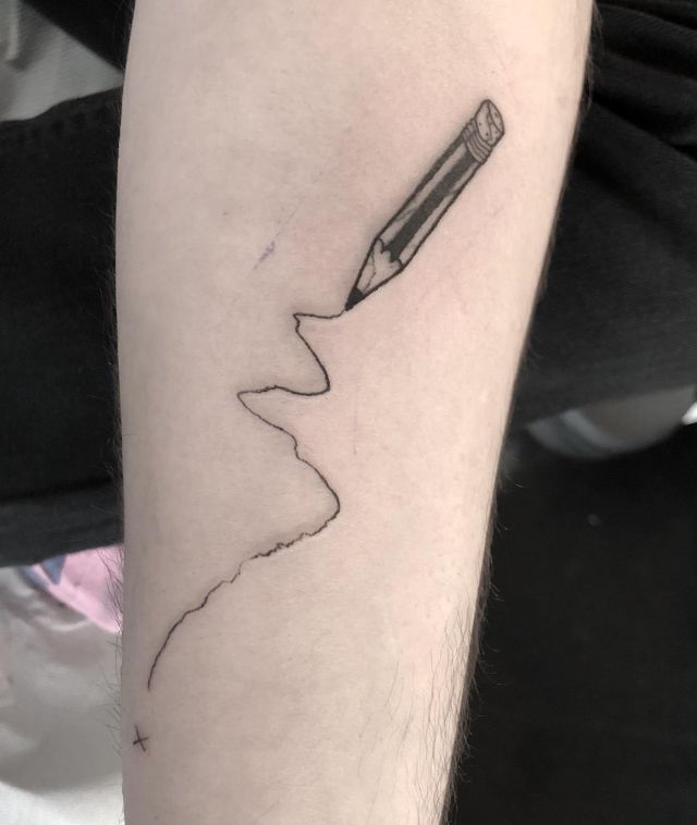 Black Pencil Tattoo on Arm