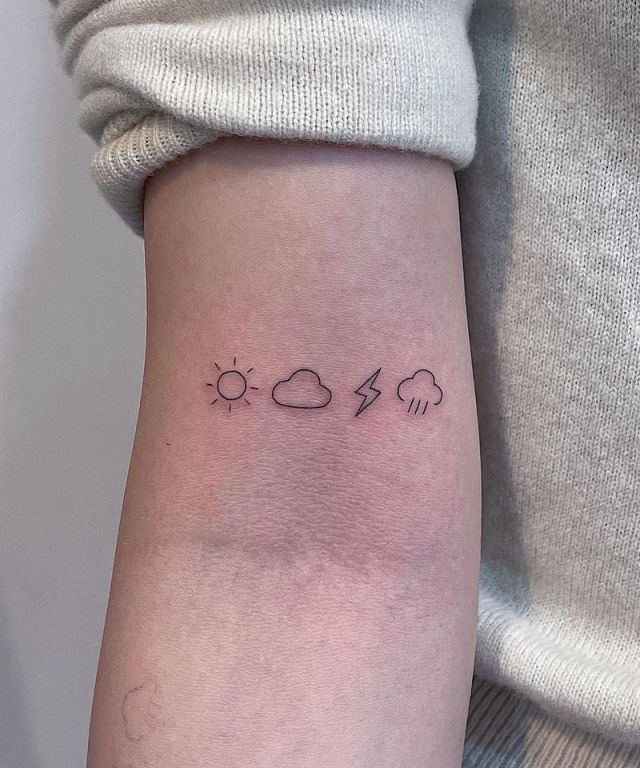 Small and Easy Weather Tattoo on Arm
