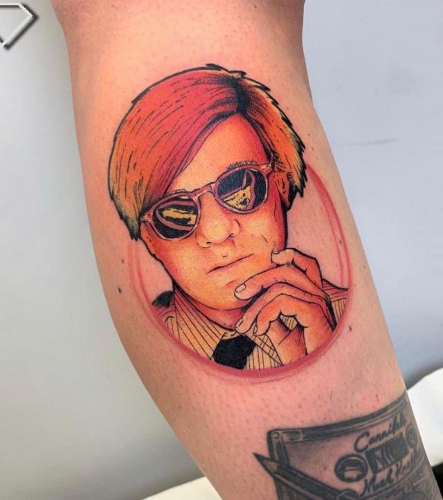Colored Andy Warhol Tattoo with Sunglasses