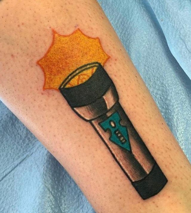 Colorful Flashlight Tattoo