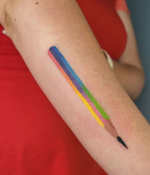 Colorful Pencil Tattoo on Arm