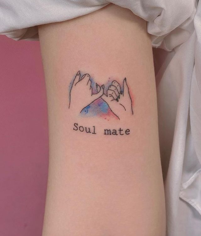 Pinky Finger Promise Soulmate Tattoo on Arm