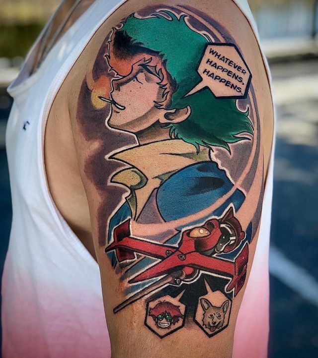 Colorful Cowboy Bebop Tattoo on Arm