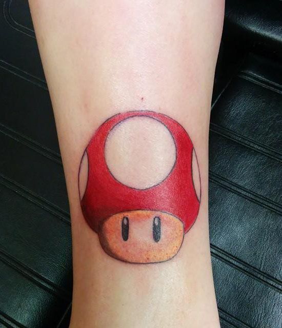 Red Mario Mushroom Tattoo