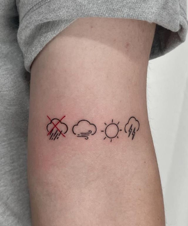 Unique Weather Forecast Symbols Tattoo on Arm