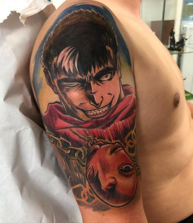 Colorful Berserk Tattoo on Shoulder