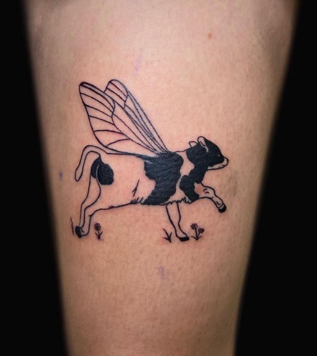Running Fairy Cow Tattoo