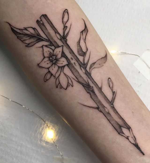 Pencil Tattoo with Flower