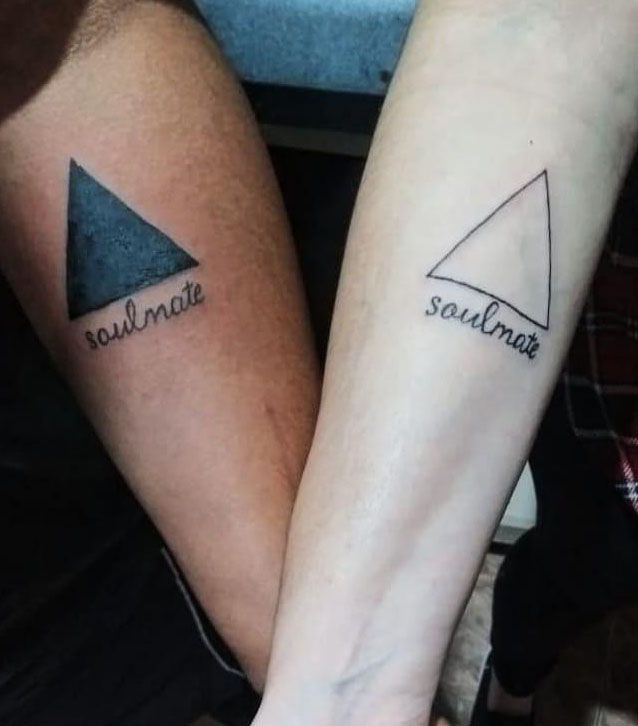 Couple Soulmate Tattoo with Triangle