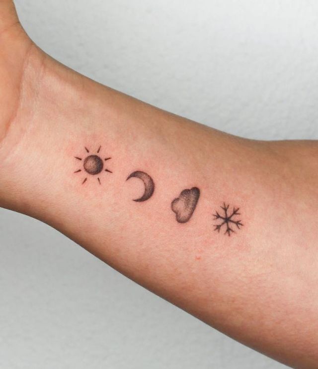 Superb Dark Gray Weather Tattoo on Arm