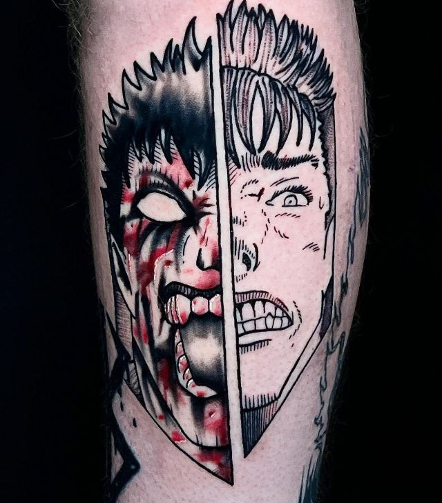 Half Berserk Tattoo on Leg