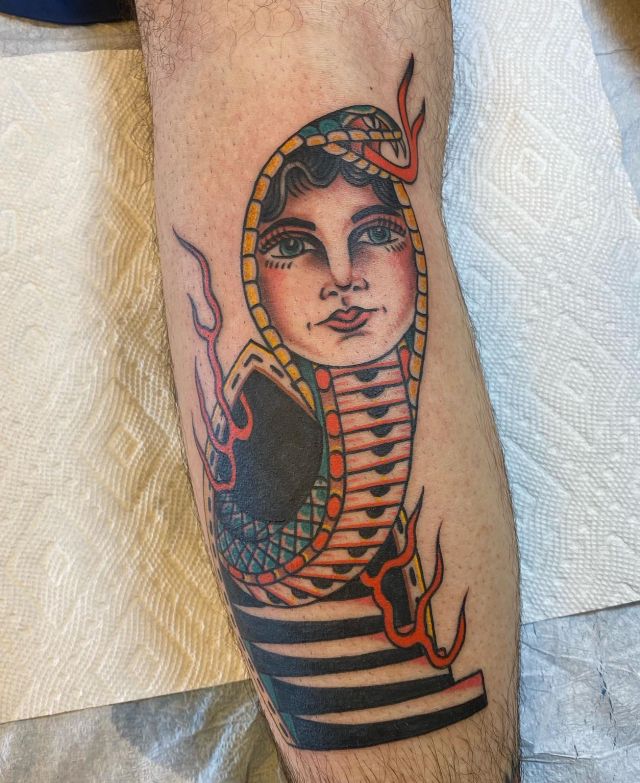 Snake Woman Doorway Tattoo