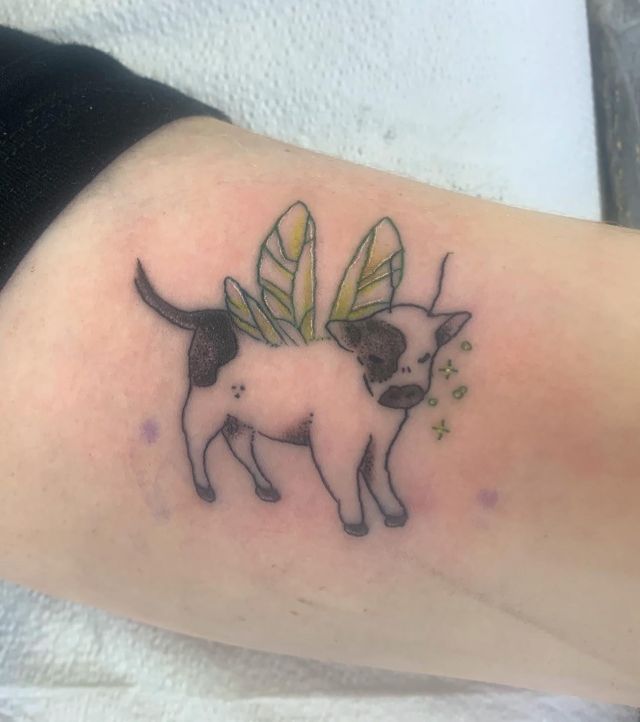 Cute Fairy Cow Tattoo
