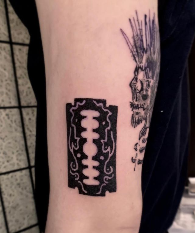 Easy Razor Blade Tattoo on Arm