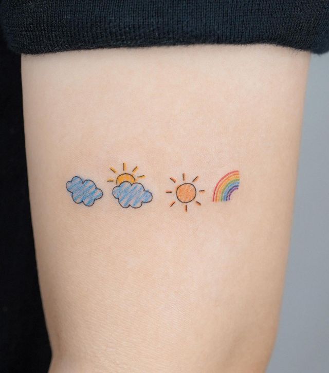 Colorful Weather Tattoo on Arm