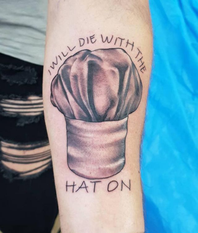 Funny Chef Hat Tattoo on Arm