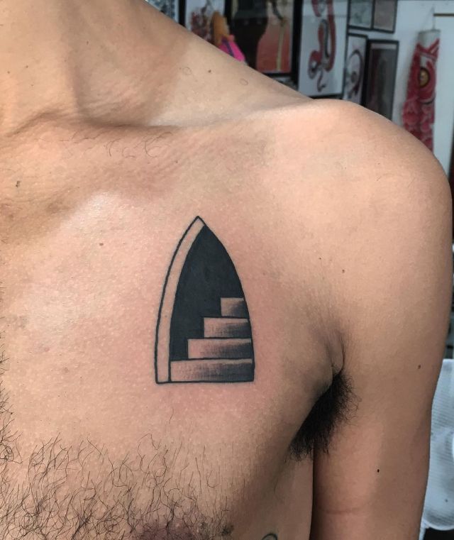 Triangular Doorway Tattoo on Chest
