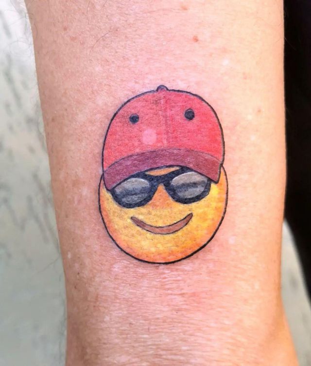 Happy Emoji Tattoo on Arm